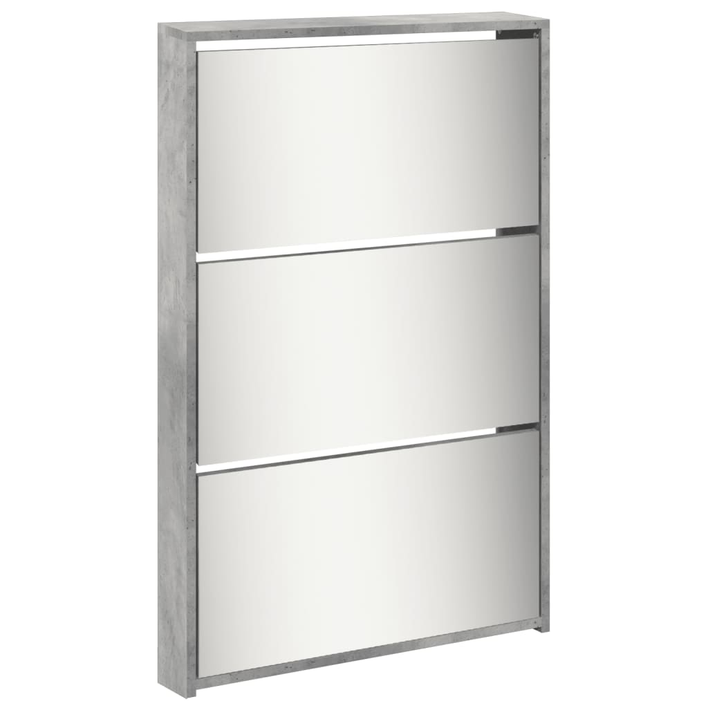 Armoire à chaussures miroir 5 niveaux gris béton 63x17x169,5 cm - XIOS