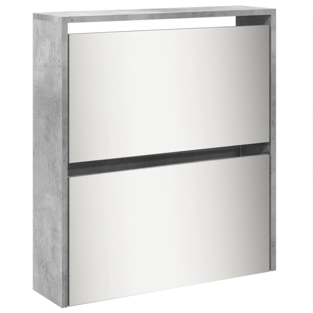 Armoire à chaussures miroir 5 niveaux gris béton 63x17x169,5 cm - XIOS