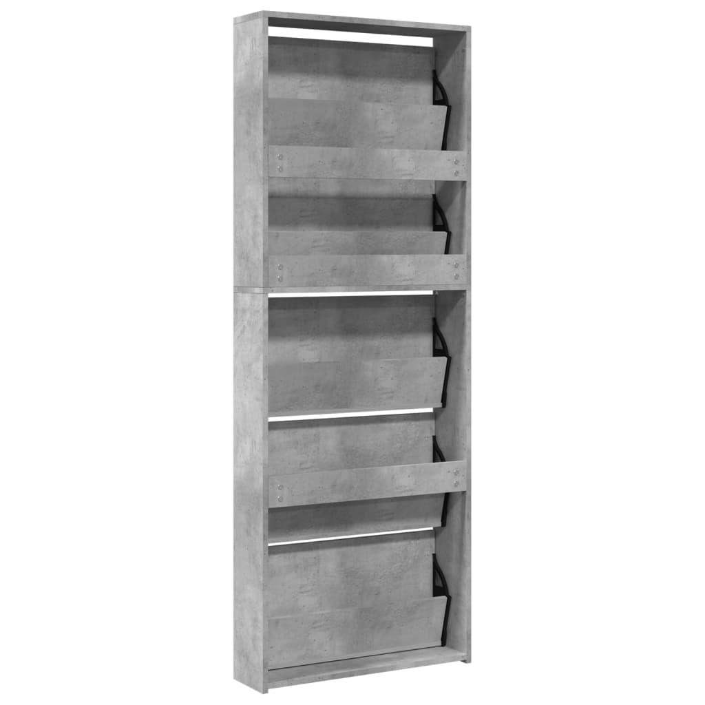 Armoire à chaussures miroir 5 niveaux gris béton 63x17x169,5 cm - XIOS