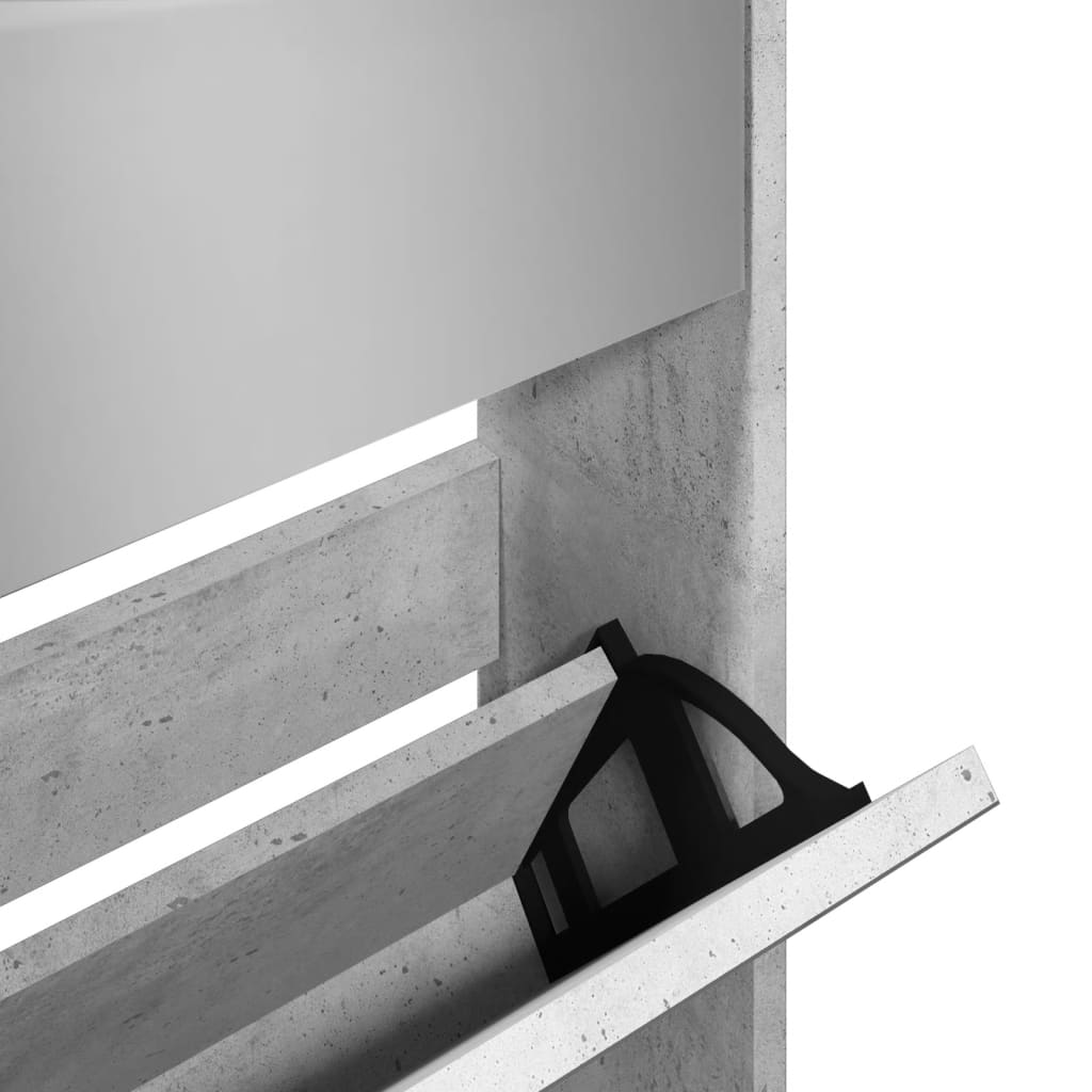 Armoire à chaussures miroir 5 niveaux gris béton 63x17x169,5 cm - XIOS