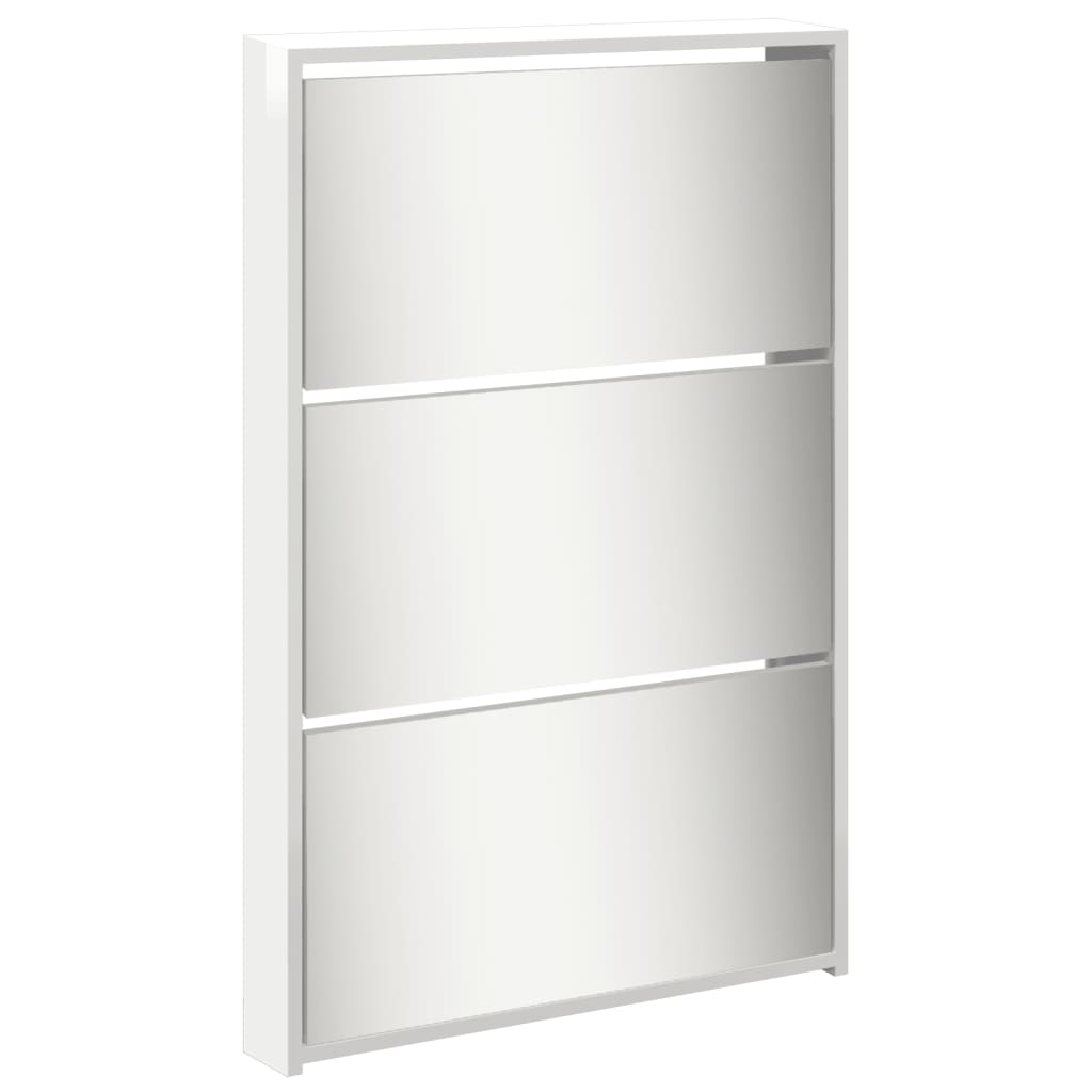 Armoire chaussures miroir 5niveaux blanc brillant 63x17x169,5cm - XIOS