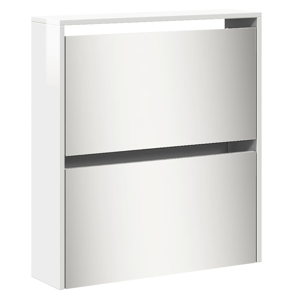 Armoire chaussures miroir 5niveaux blanc brillant 63x17x169,5cm - XIOS