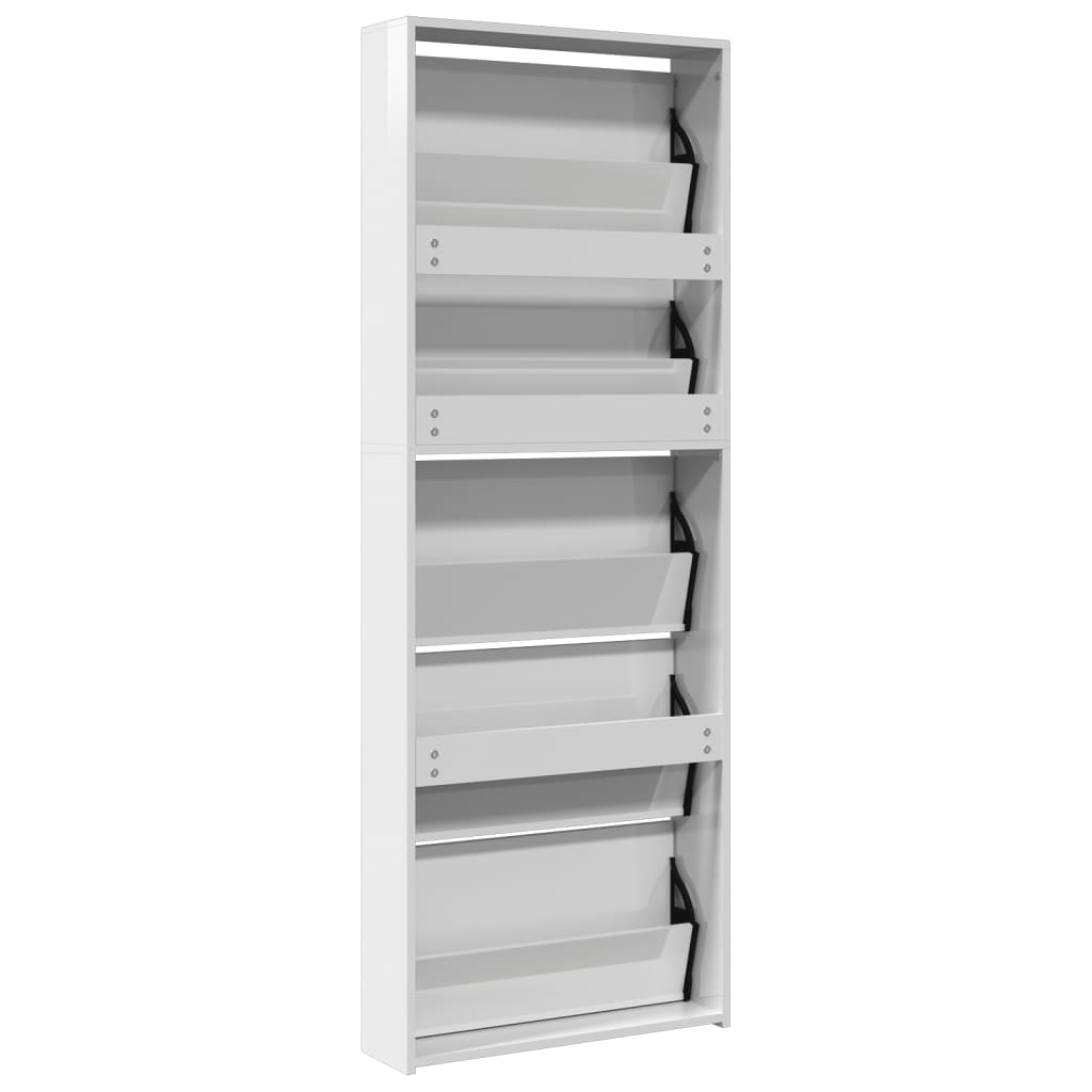Armoire chaussures miroir 5niveaux blanc brillant 63x17x169,5cm - XIOS
