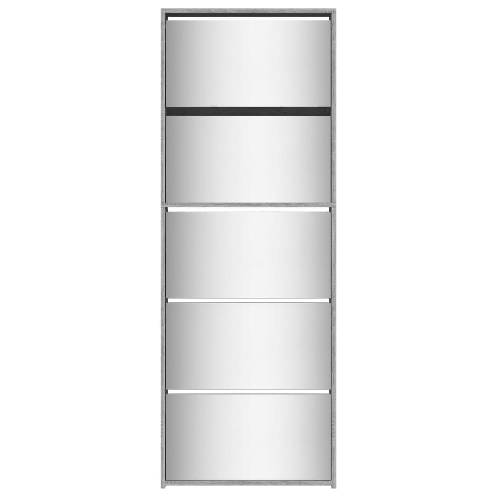 Armoire à chaussures miroir 5 niveaux sonoma gris 63x17x169,5cm - XIOS