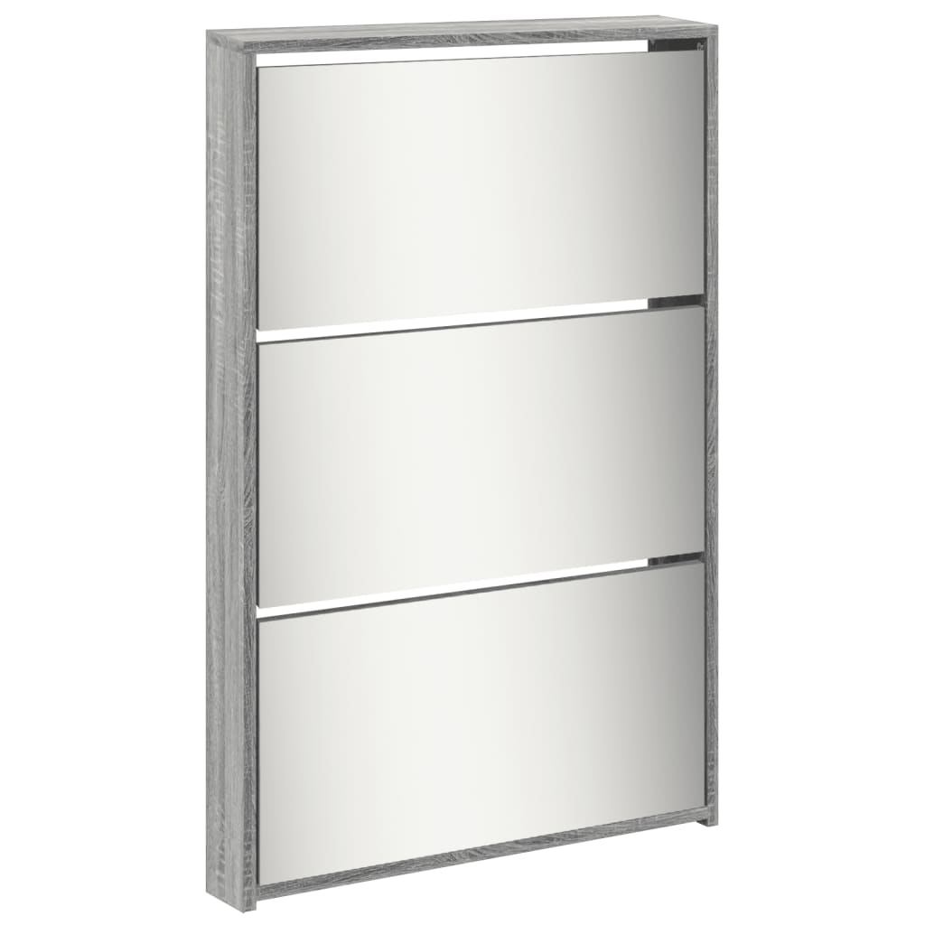 Armoire à chaussures miroir 5 niveaux sonoma gris 63x17x169,5cm - XIOS