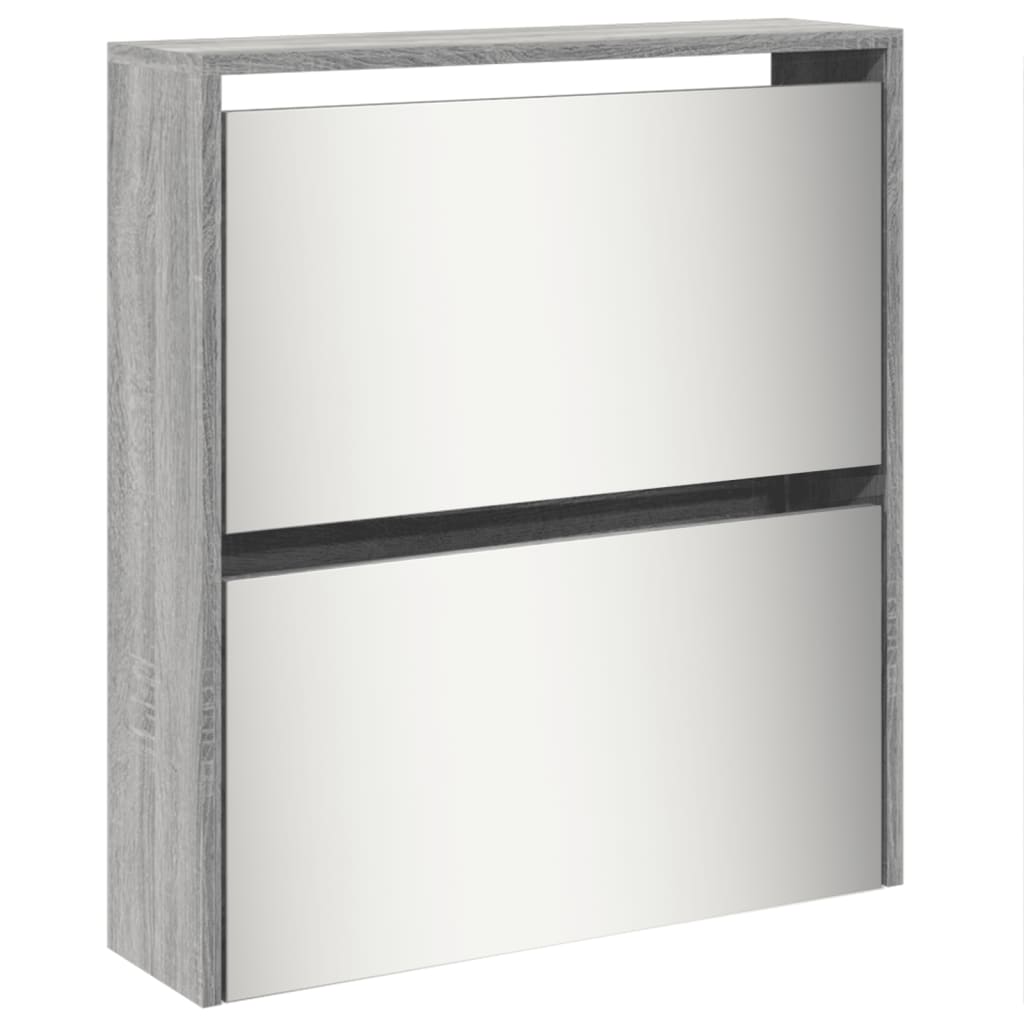 Armoire à chaussures miroir 5 niveaux sonoma gris 63x17x169,5cm - XIOS