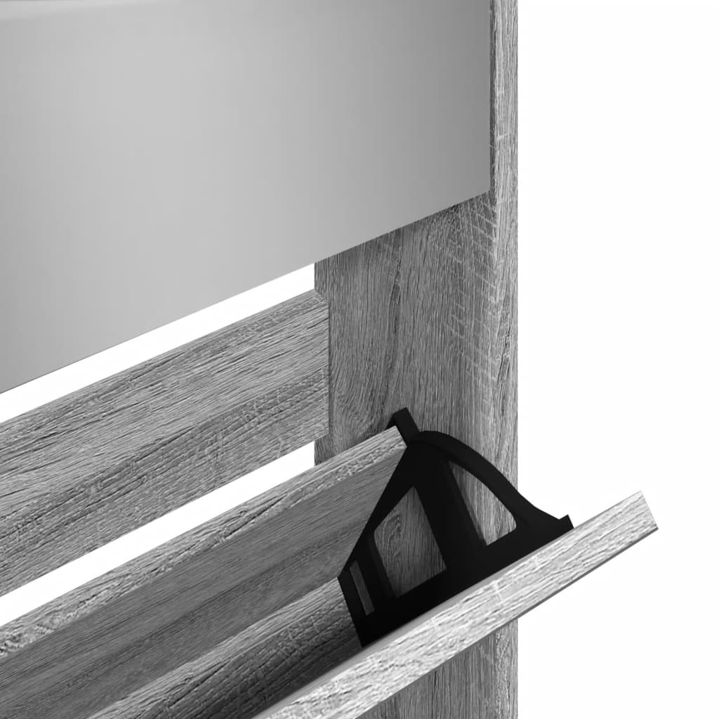 Armoire à chaussures miroir 5 niveaux sonoma gris 63x17x169,5cm - XIOS