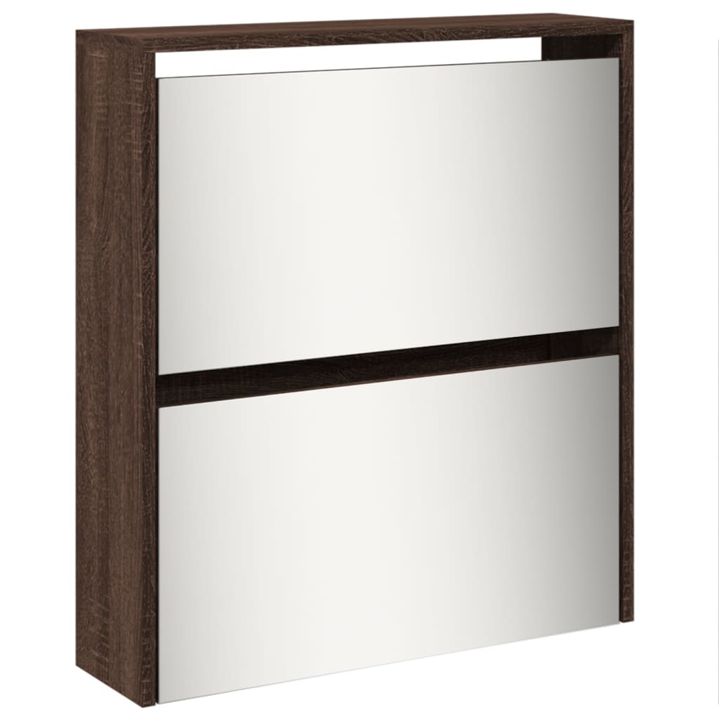 Armoire à chaussures miroir 5niveaux Chêne marron 63x17x169,5cm - XIOS