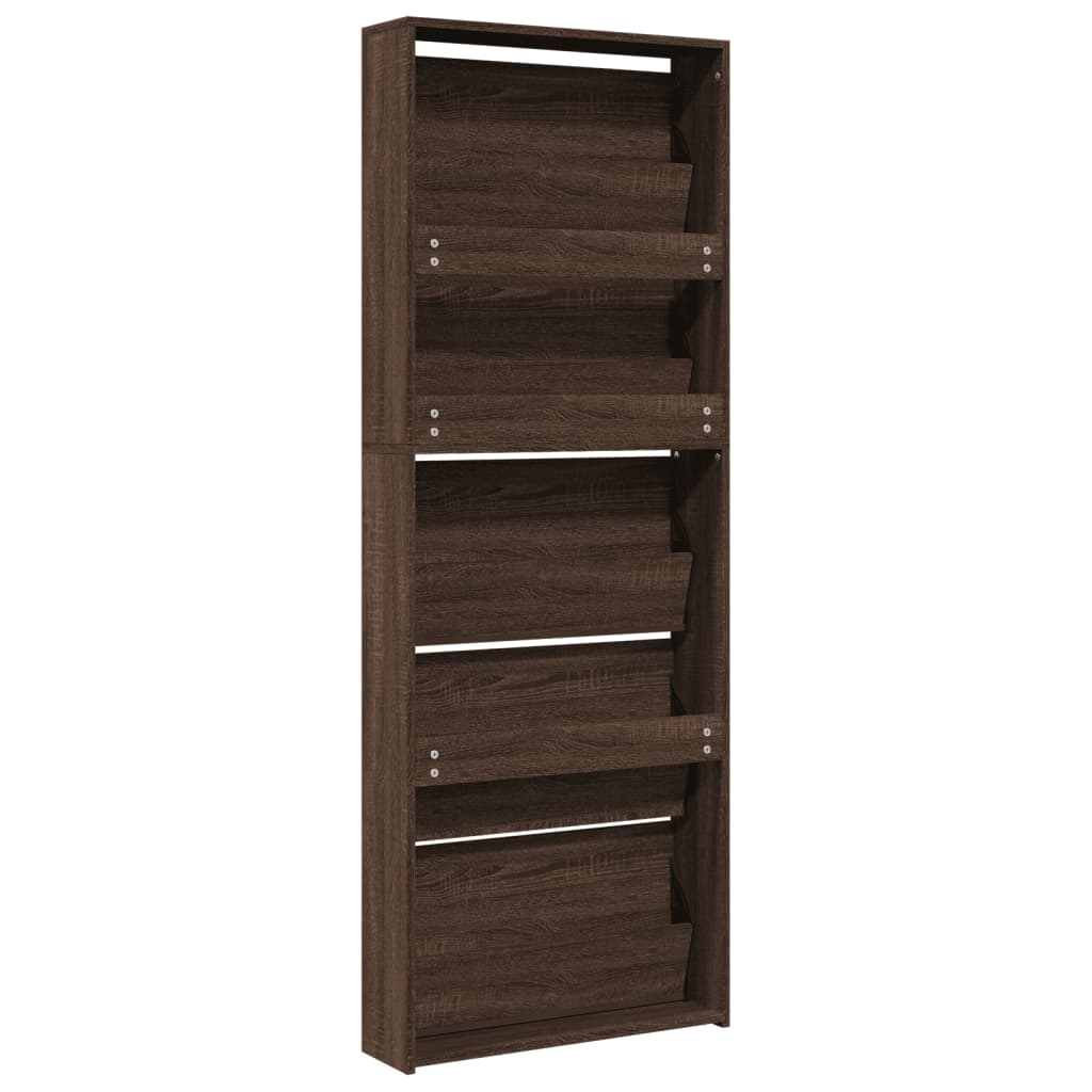 Armoire à chaussures miroir 5niveaux Chêne marron 63x17x169,5cm - XIOS