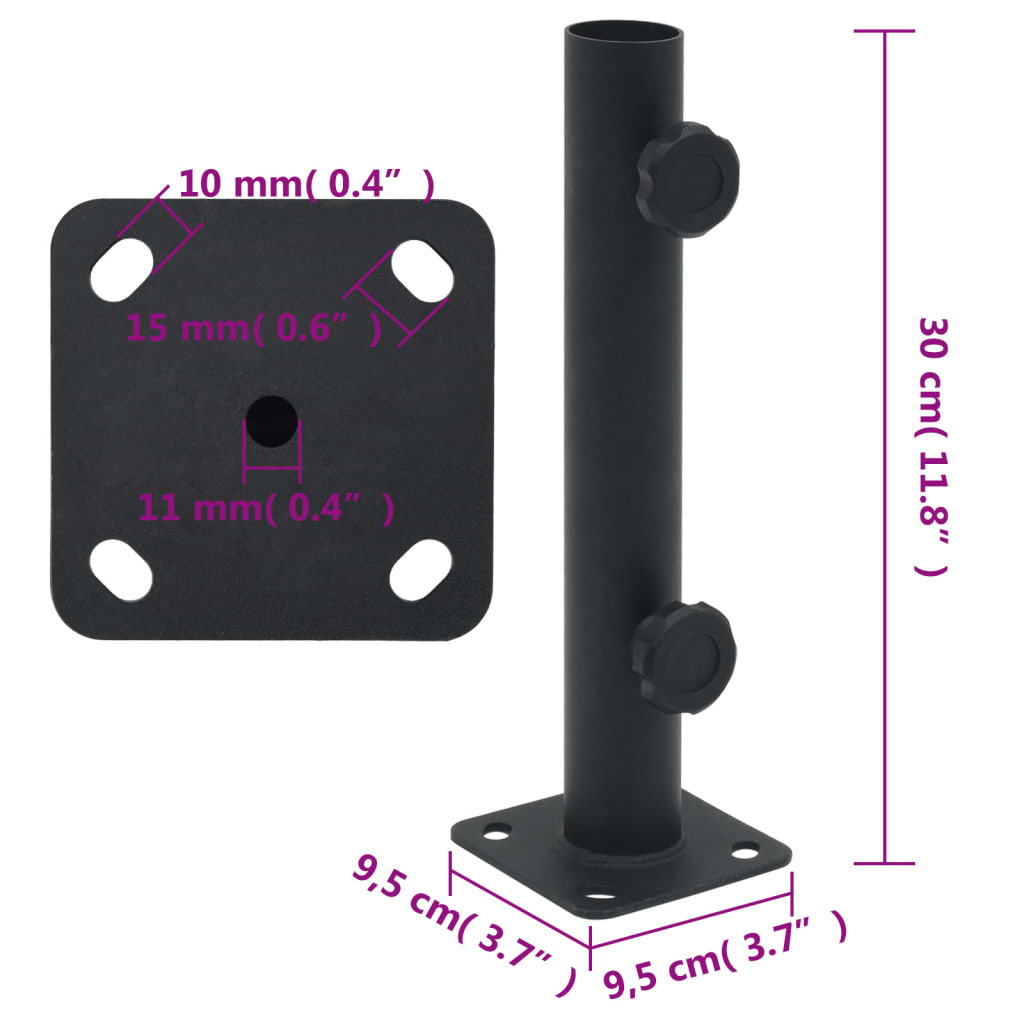 Base de parasol pour mât Ø32/34/38 mm noir mat acier Supports pour parasols vidaXL