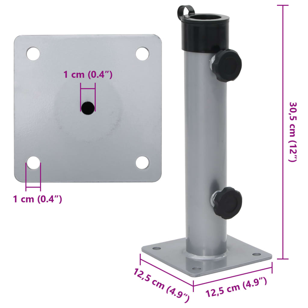 Base de parasol pour mât Ø38/48 mm argenté acier Supports pour parasols vidaXL