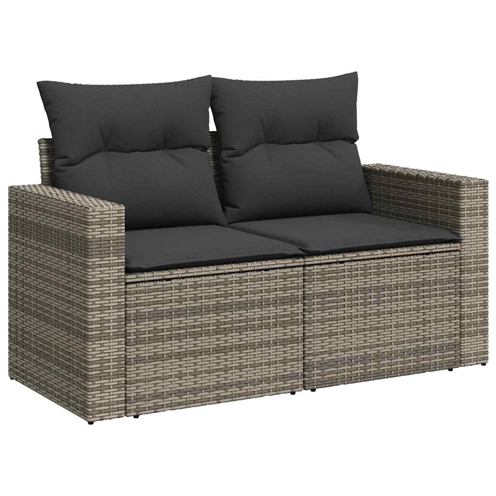 Salon de jardin 11 pcs avec coussins gris clair résine tressée