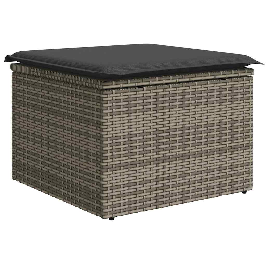 Salon de jardin 11 pcs avec coussins gris clair résine tressée