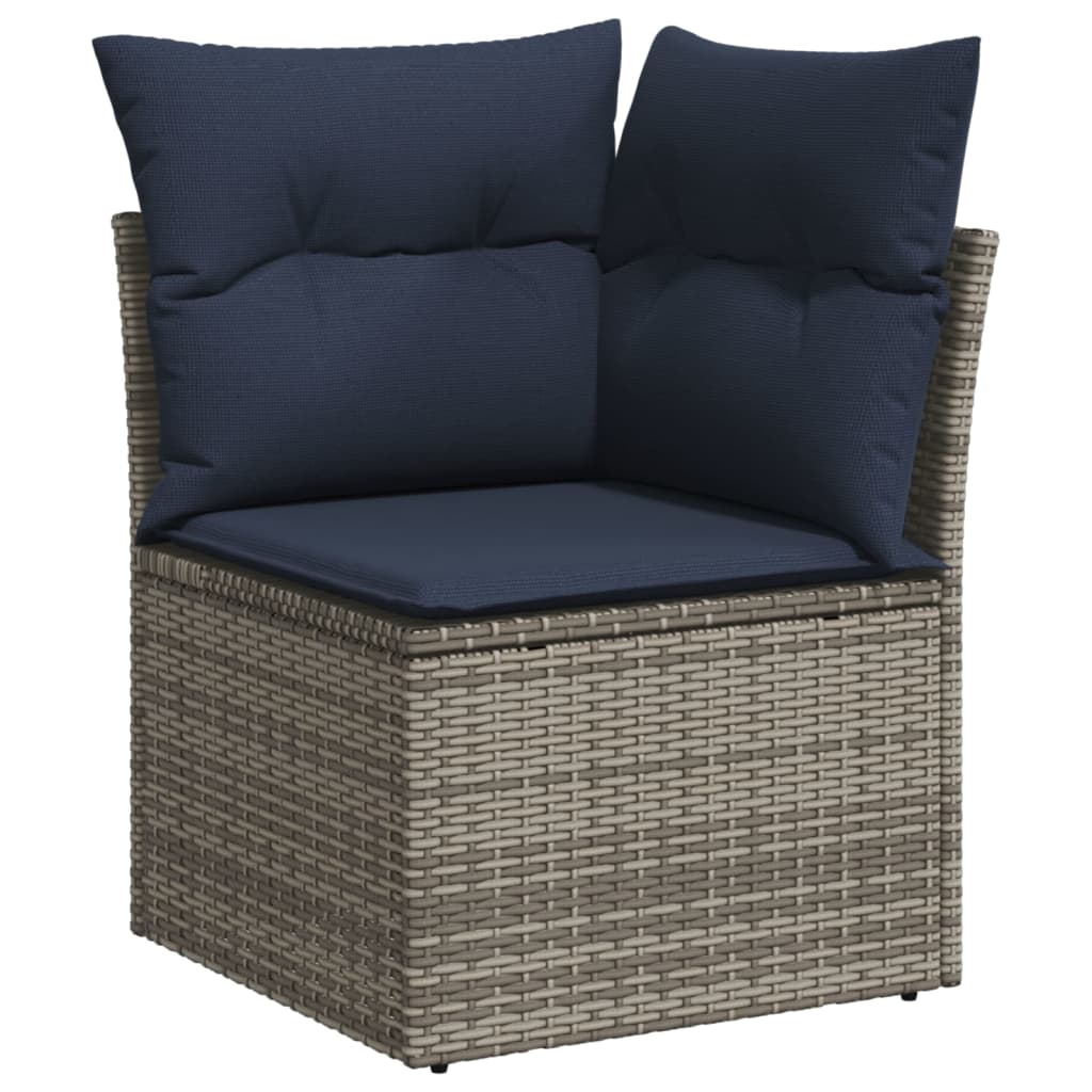 Ensemble de canapé de jardin 7 pcs avec coussins gris résine tressée