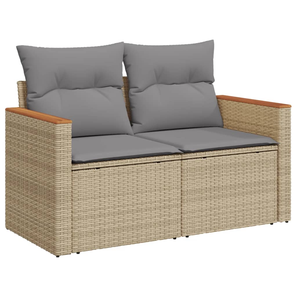 Salon de jardin avec coussins 6pcs mélange beige résine tressée