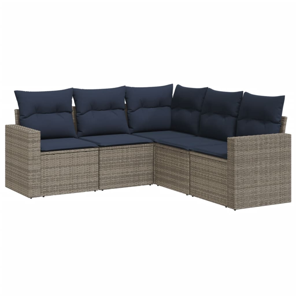 Salon de jardin 5 pcs avec coussins gris résine tressée Éléments pour canapés modulables de jardin vidaXL