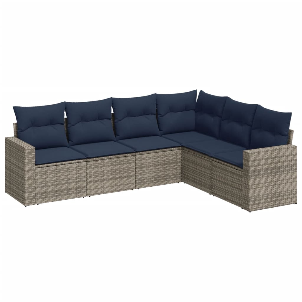 Salon de jardin 6 pcs avec coussins gris résine tressée Éléments pour canapés modulables de jardin vidaXL