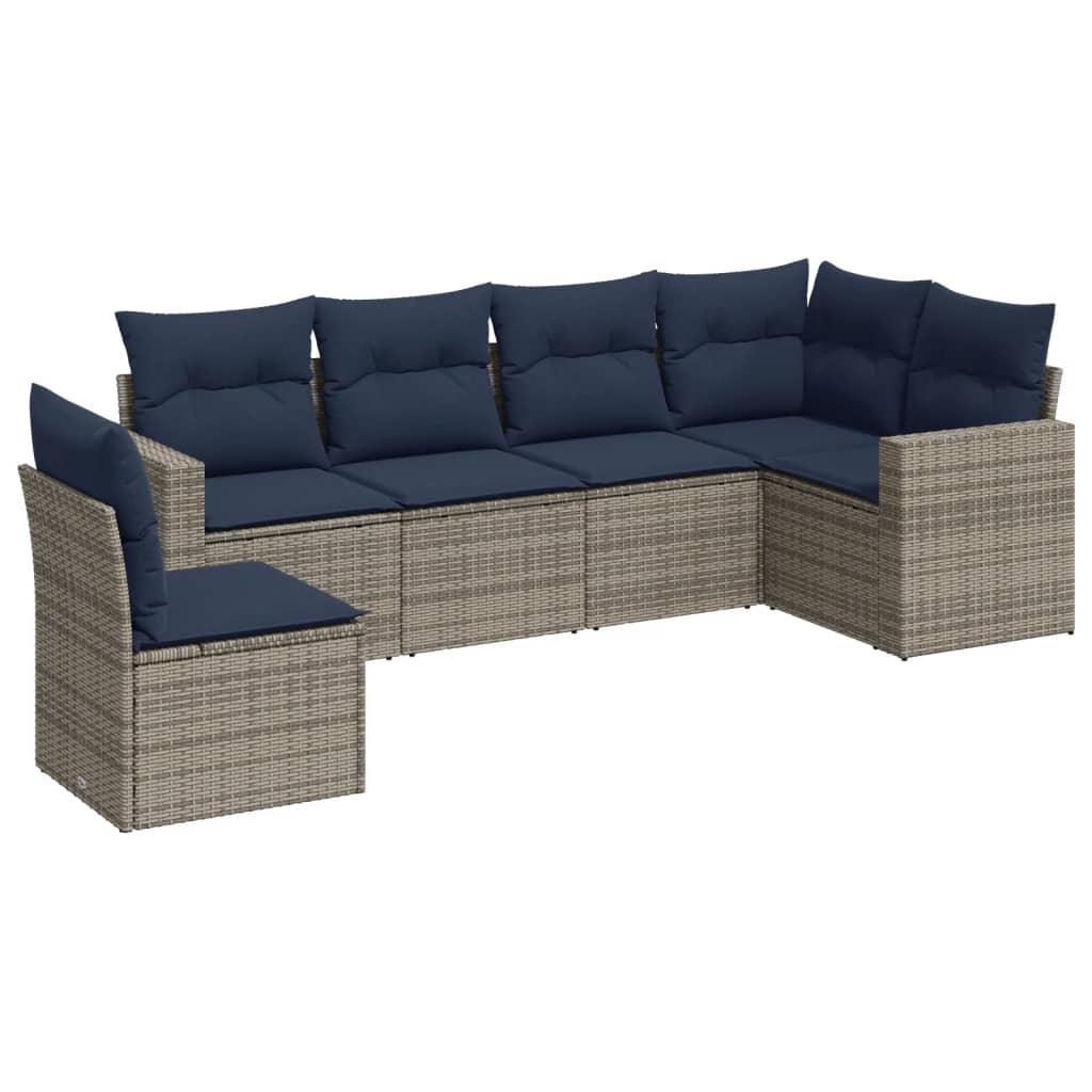 Salon de jardin 6 pcs avec coussins gris résine tressée Éléments pour canapés modulables de jardin vidaXL