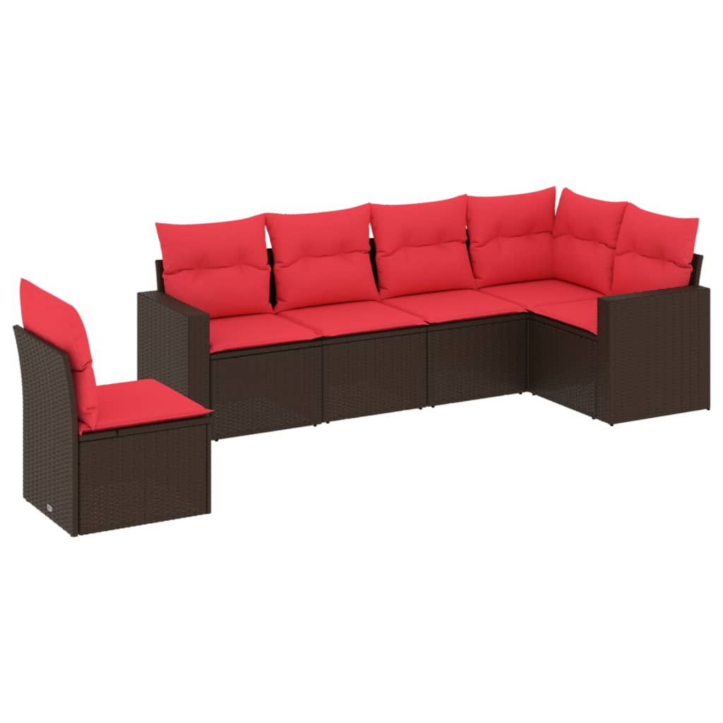 Salon de jardin 6 pcs avec coussins marron résine tressée Éléments pour canapés modulables de jardin vidaXL