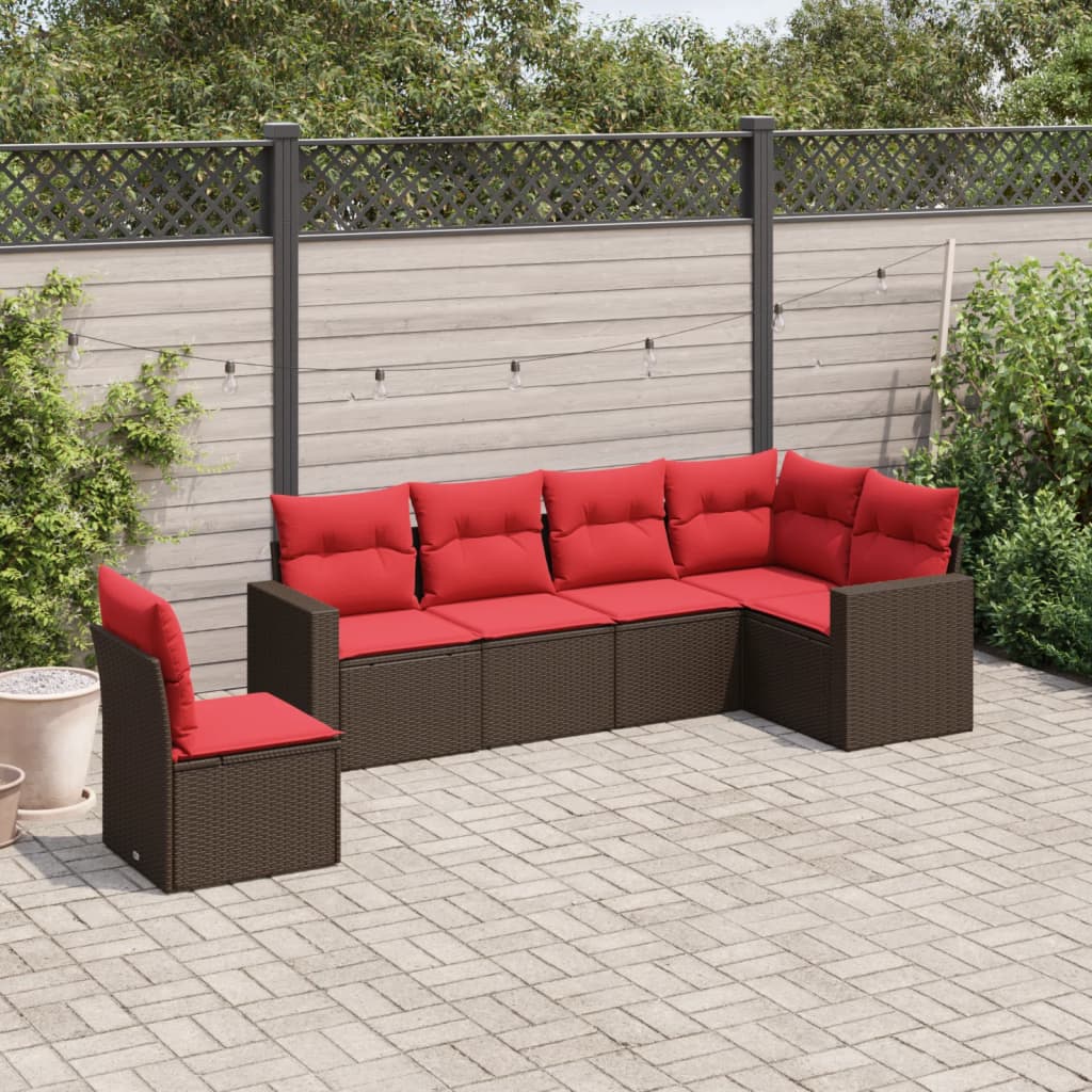 Salon de jardin 6 pcs avec coussins marron résine tressée Éléments pour canapés modulables de jardin vidaXL