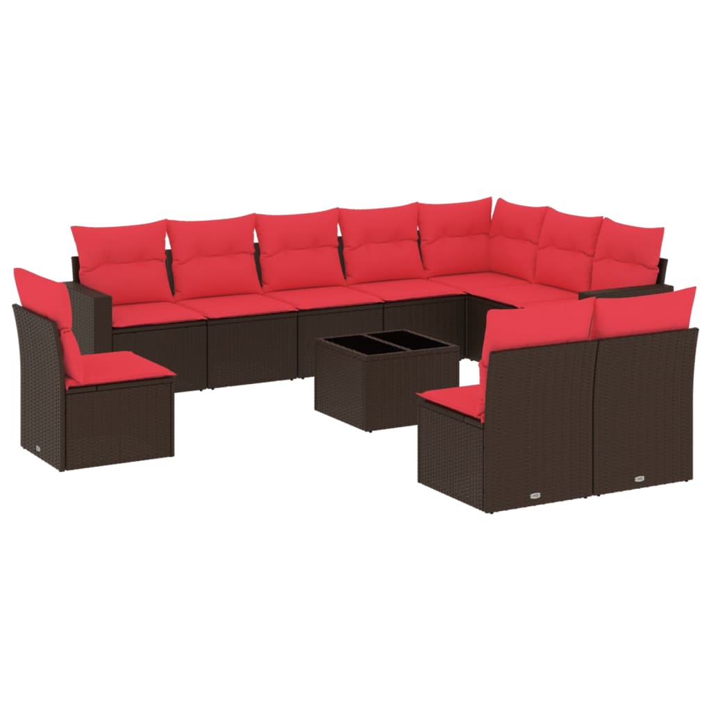 Salon de jardin et coussins 11 pcs marron résine tressée Éléments pour canapés modulables de jardin vidaXL