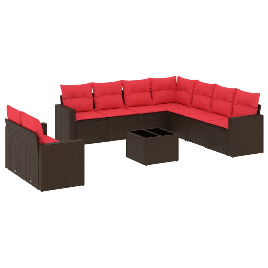 Salon de jardin 10 pcs avec coussins marron résine tressée Éléments pour canapés modulables de jardin vidaXL