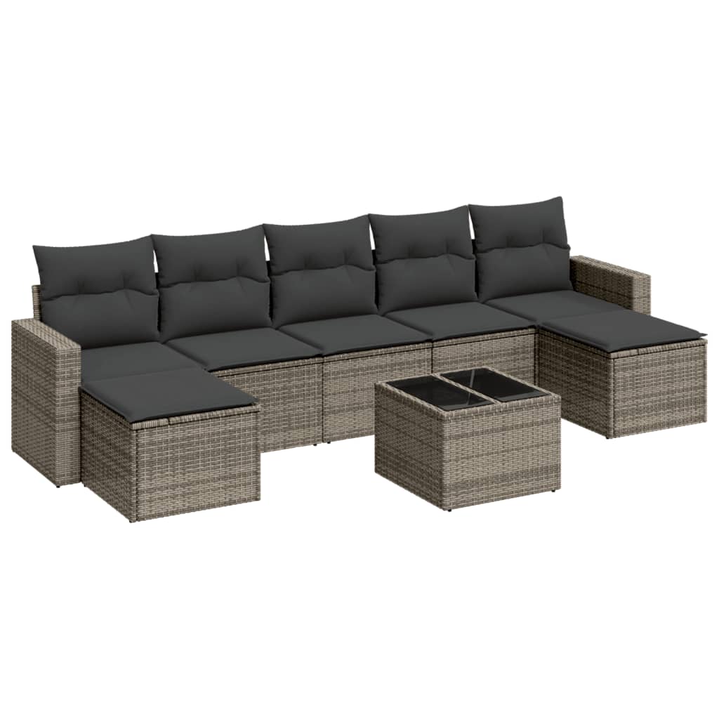 Salon de jardin 8 pcs avec coussins gris résine tressée Éléments pour canapés modulables de jardin vidaXL