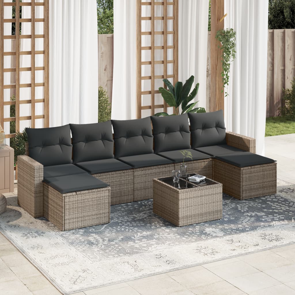 Salon de jardin 8 pcs avec coussins gris résine tressée Éléments pour canapés modulables de jardin vidaXL
