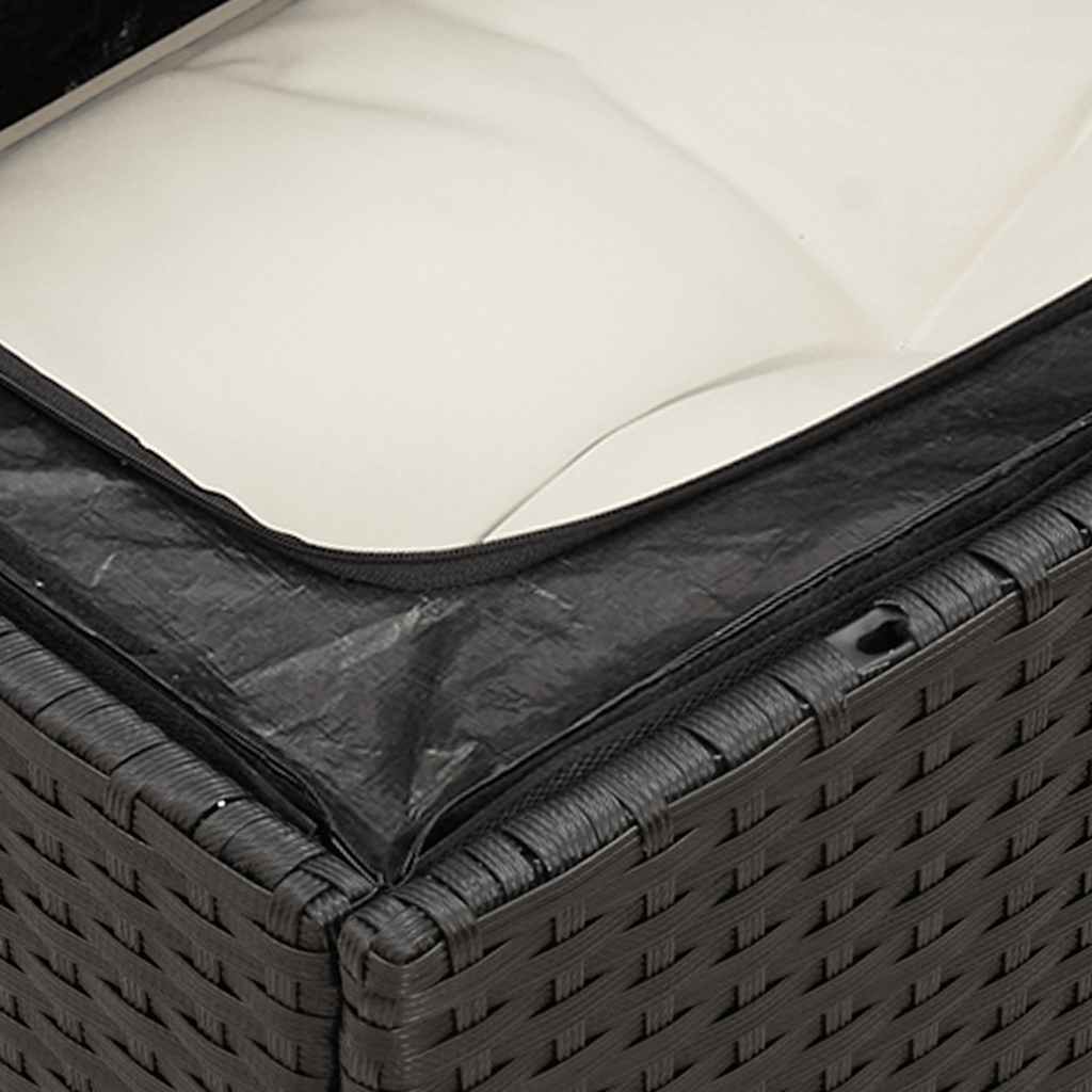 Salon de jardin 4 pcs avec coussins noir résine tressée
