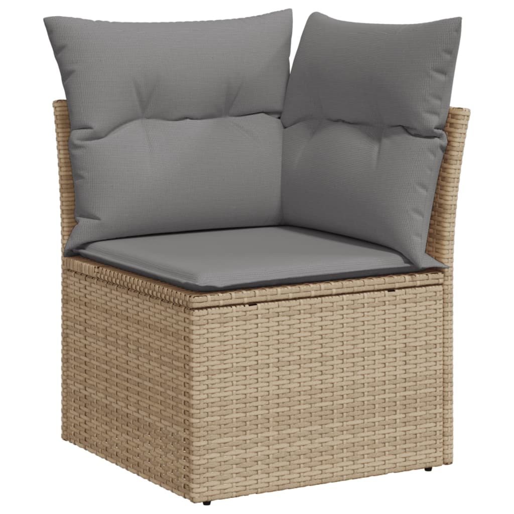 Ensemble de canapé de jardin 6 pcs avec coussins en rotin synthétique beige