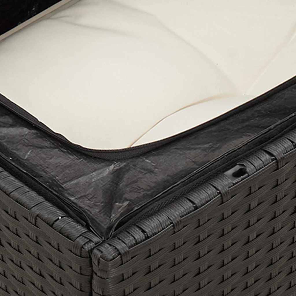 Salon de jardin 7 pcs avec coussins noir résine tressée