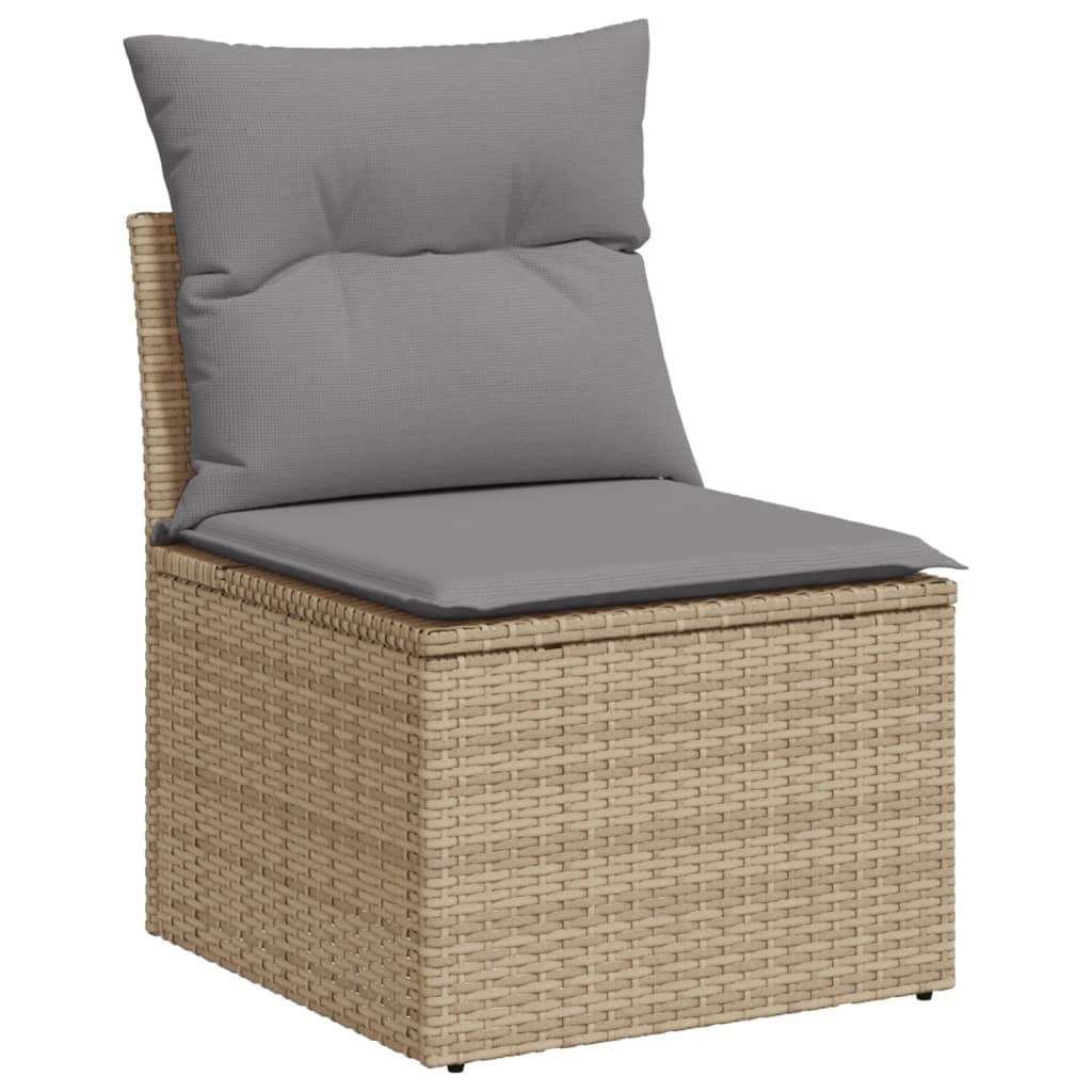 Salon de jardin avec coussins 6pcs mélange beige résine tressée