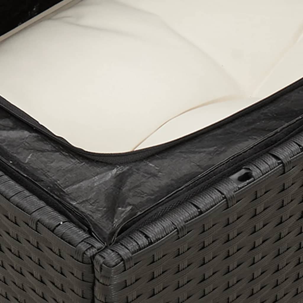 Salon de jardin 7 pcs avec coussins noir résine tressée