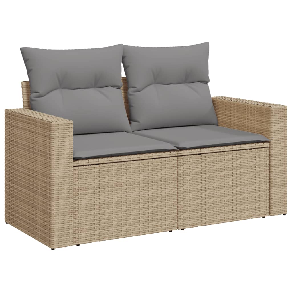 Salon de jardin avec coussins 6pcs mélange beige résine tressée