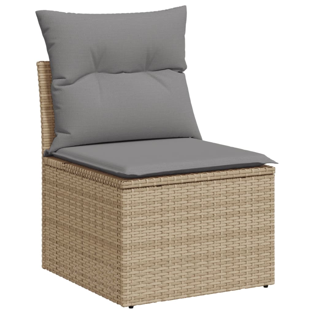 Salon de jardin avec coussins 6pcs mélange beige résine tressée