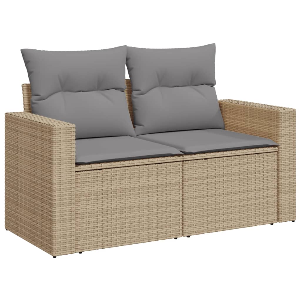 Salon de jardin avec coussins 6pcs mélange beige résine tressée