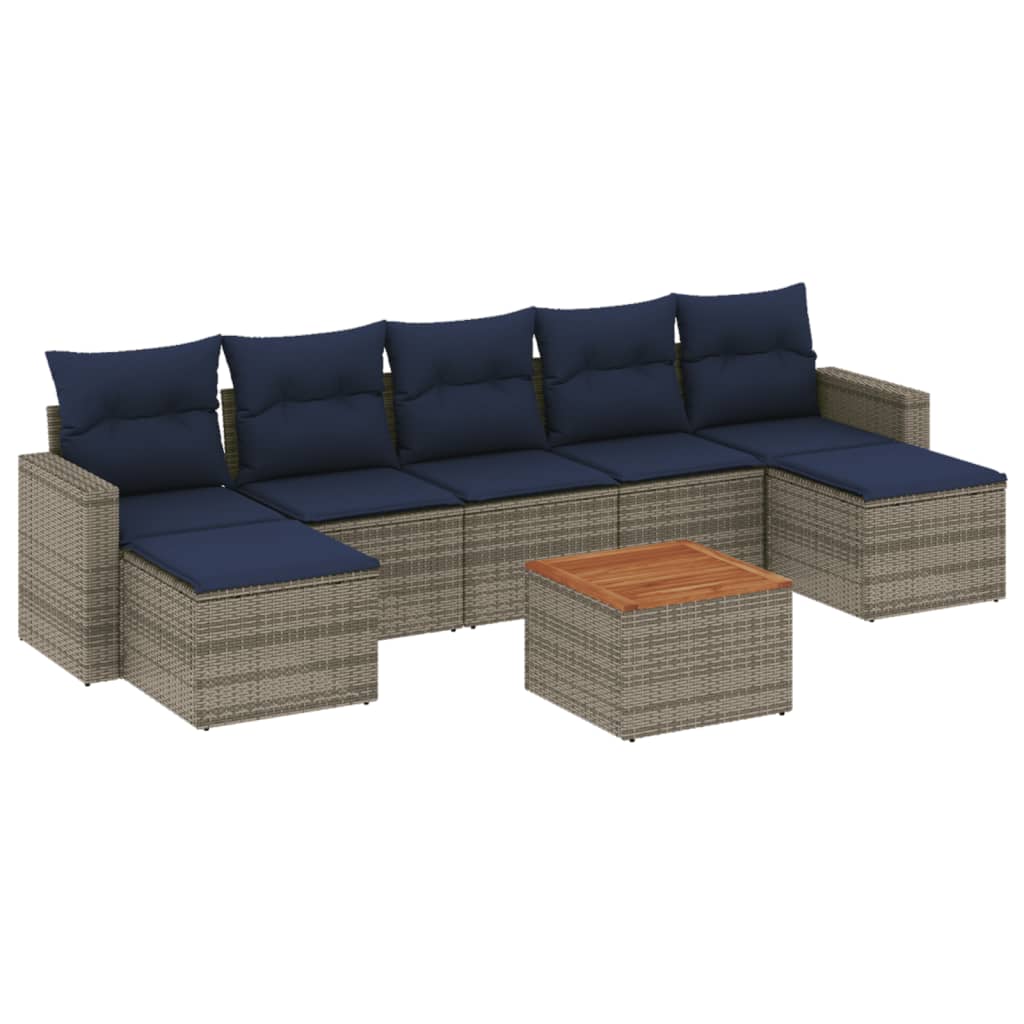 Ensemble de canapé de jardin 8 pcs avec coussins gris résine tressée