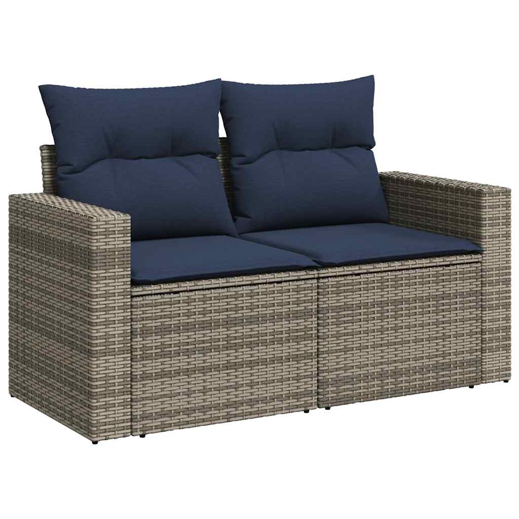 Ensemble de canapé de jardin 8 pcs avec coussins gris résine tressée