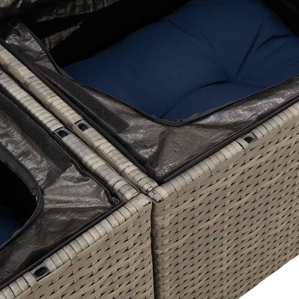 Ensemble de canapé de jardin 9 pcs avec coussins gris résine tressée