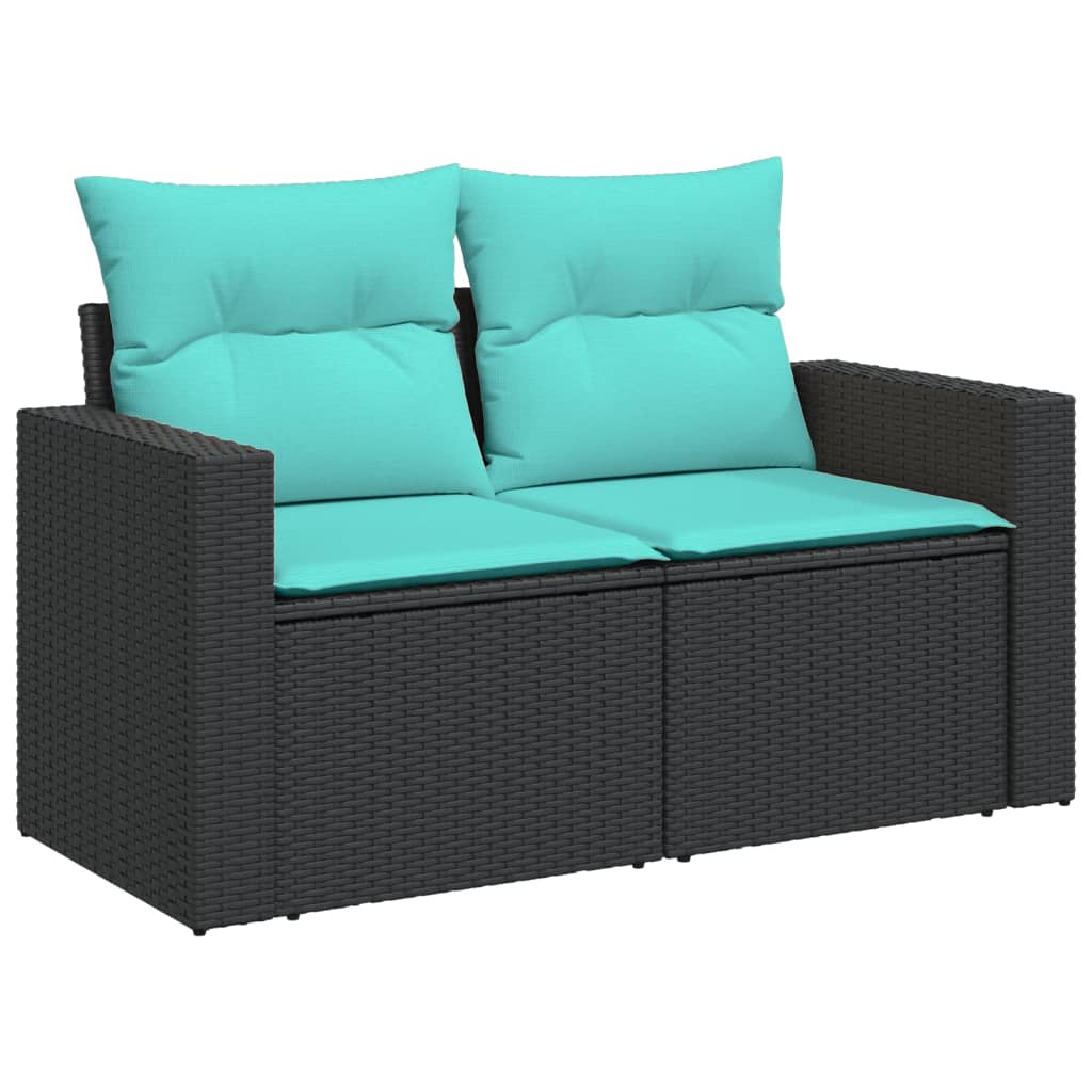 Salon de jardin 10 pcs avec coussins noir résine tressée