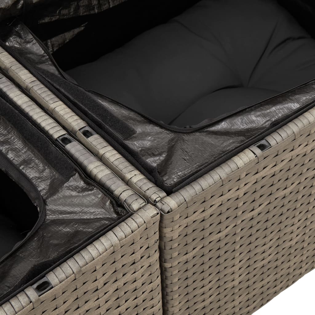 Salon de jardin avec coussins 10 pcs gris résine tressée