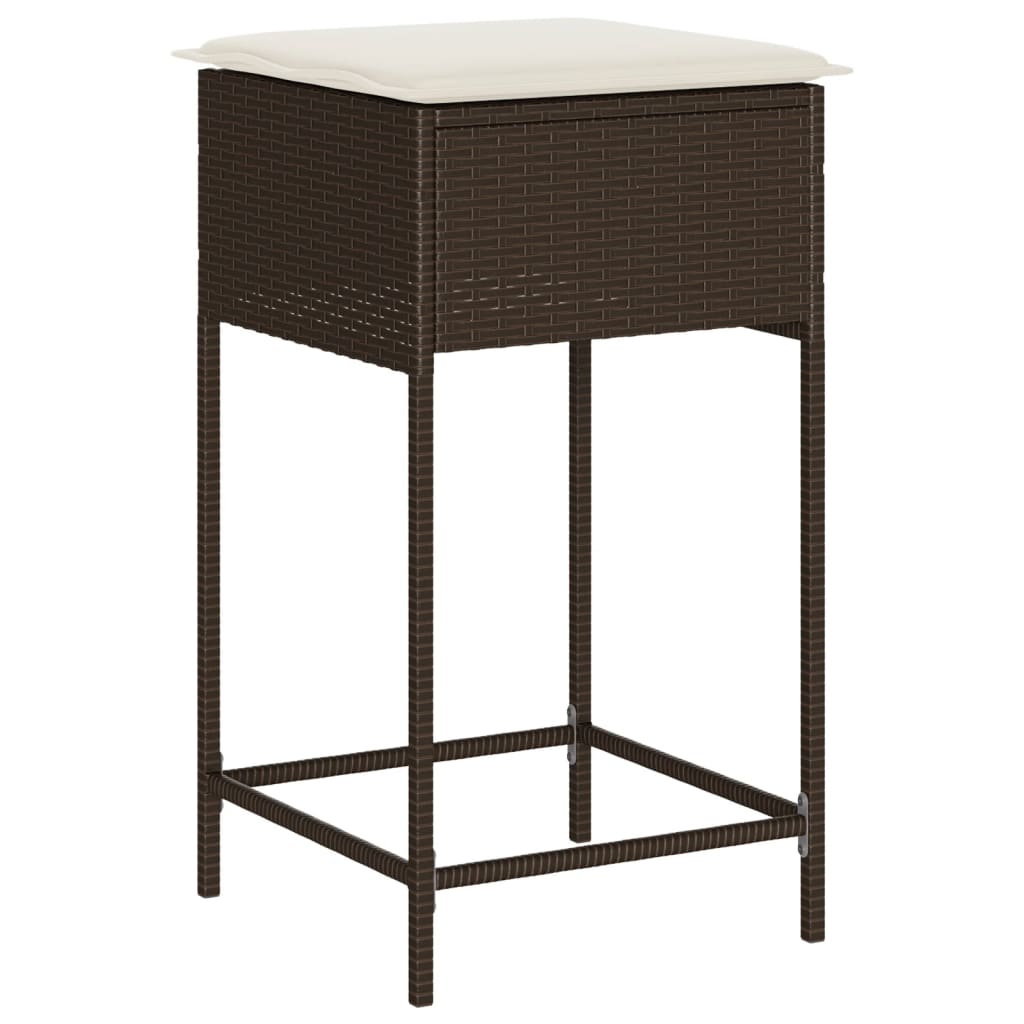 Ensemble de bar de jardin avec coussins 5 pcs marron poly rotin