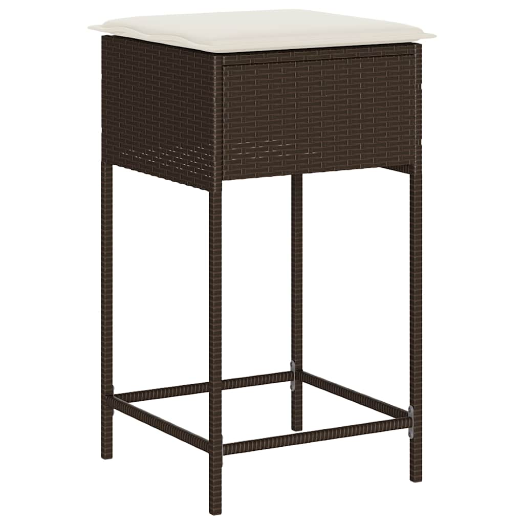 Ensemble de bar de jardin avec coussins 5 pcs marron poly rotin