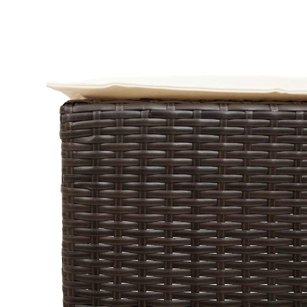 Ensemble de bar de jardin avec coussins 5 pcs marron poly rotin