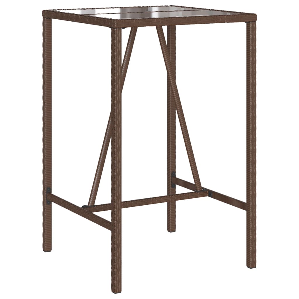 Ensemble de bar de jardin 3 pcs et coussins brun résine tressée