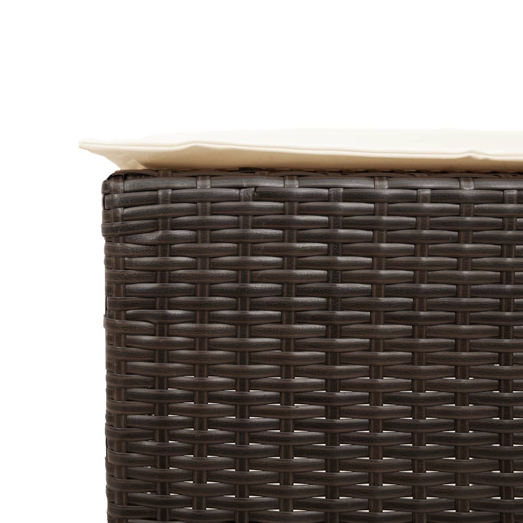 Ensemble de bar de jardin avec coussins 5 pcs marron poly rotin