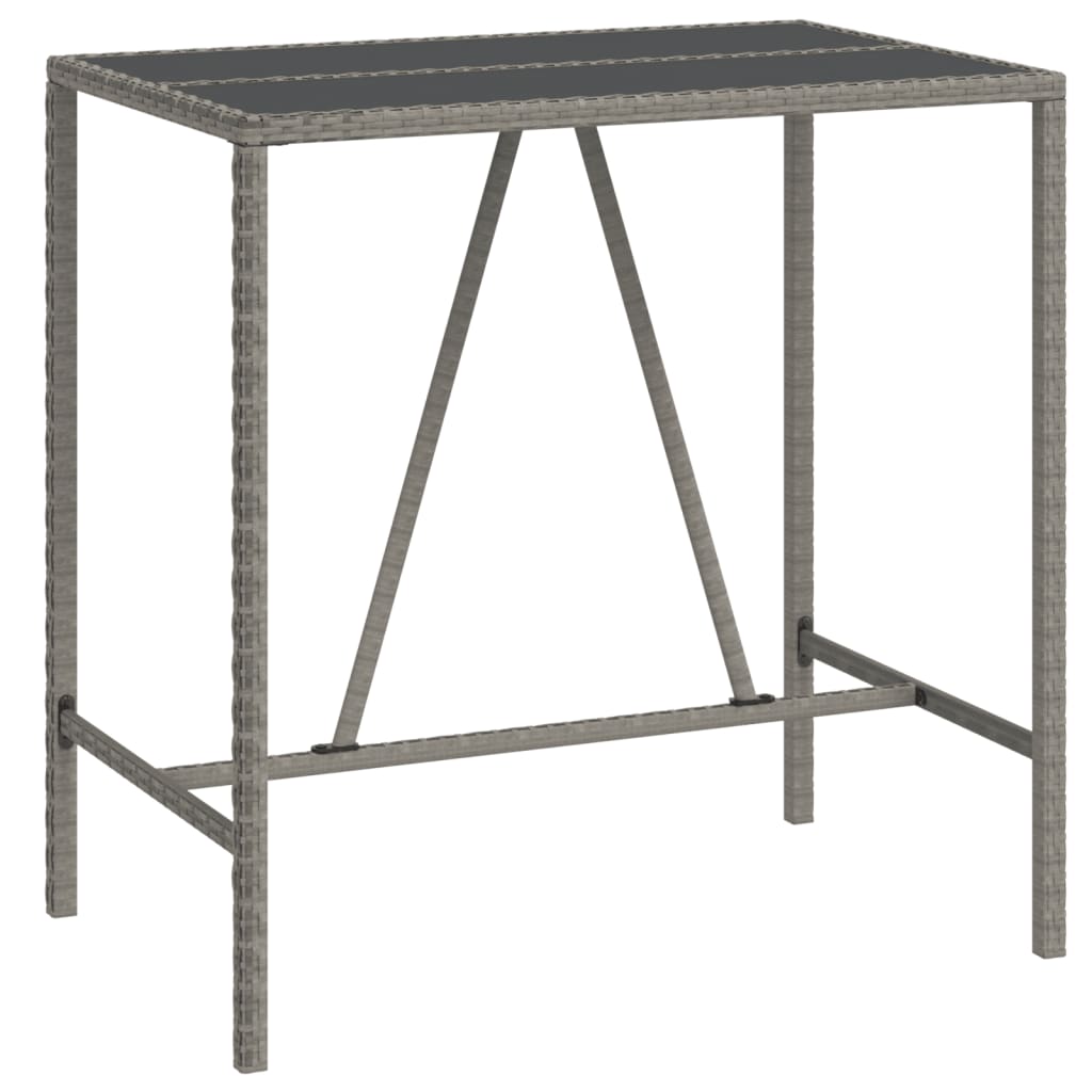 Ensemble de bar de jardin 7 pcs avec coussins gris poly rotin
