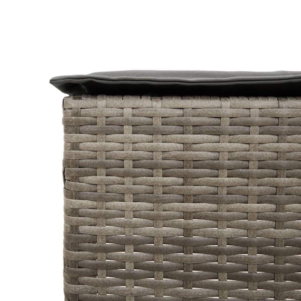 Ensemble de bar de jardin 7 pcs avec coussins gris poly rotin