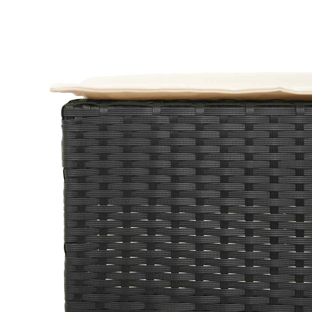 Ensemble de bar de jardin 3 pcs avec coussins noir poly rotin