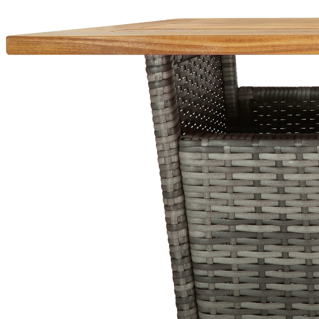 Ensemble de bar de jardin 3 pcs et coussins gris résine tressée